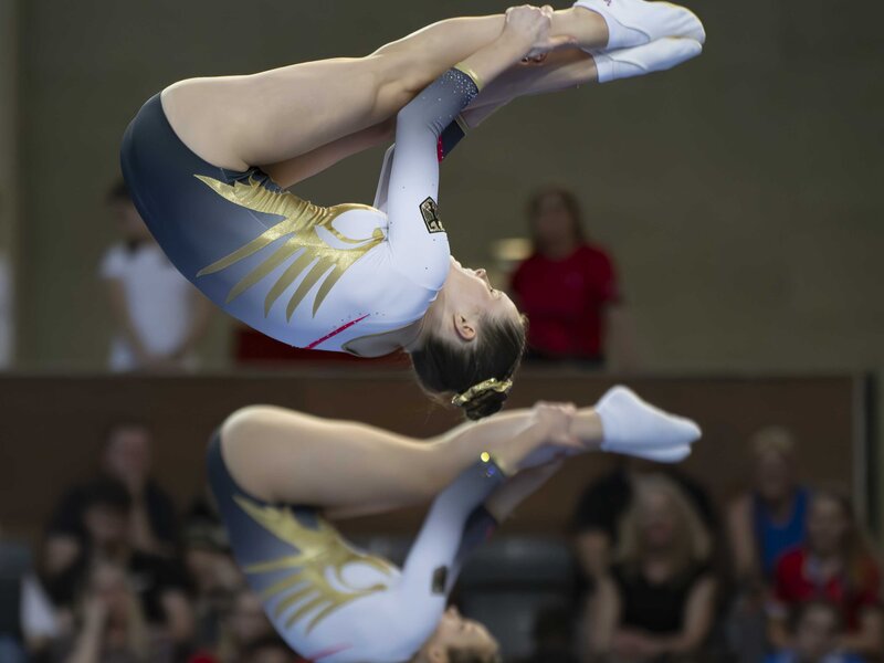 European Championship Trampoline 2024 - Junior Sync Final Women on 05.04.2024 in GuimarÃ£es (PavilhÃ£o MULTIUSOS DE GUIMARÃES) | © Â© 2024